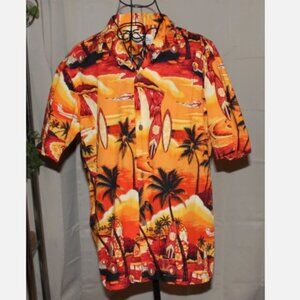 Vintage Royal Hawaiian Creations "Woody Island Tour" Aloha Men's Shirt Sz Large
